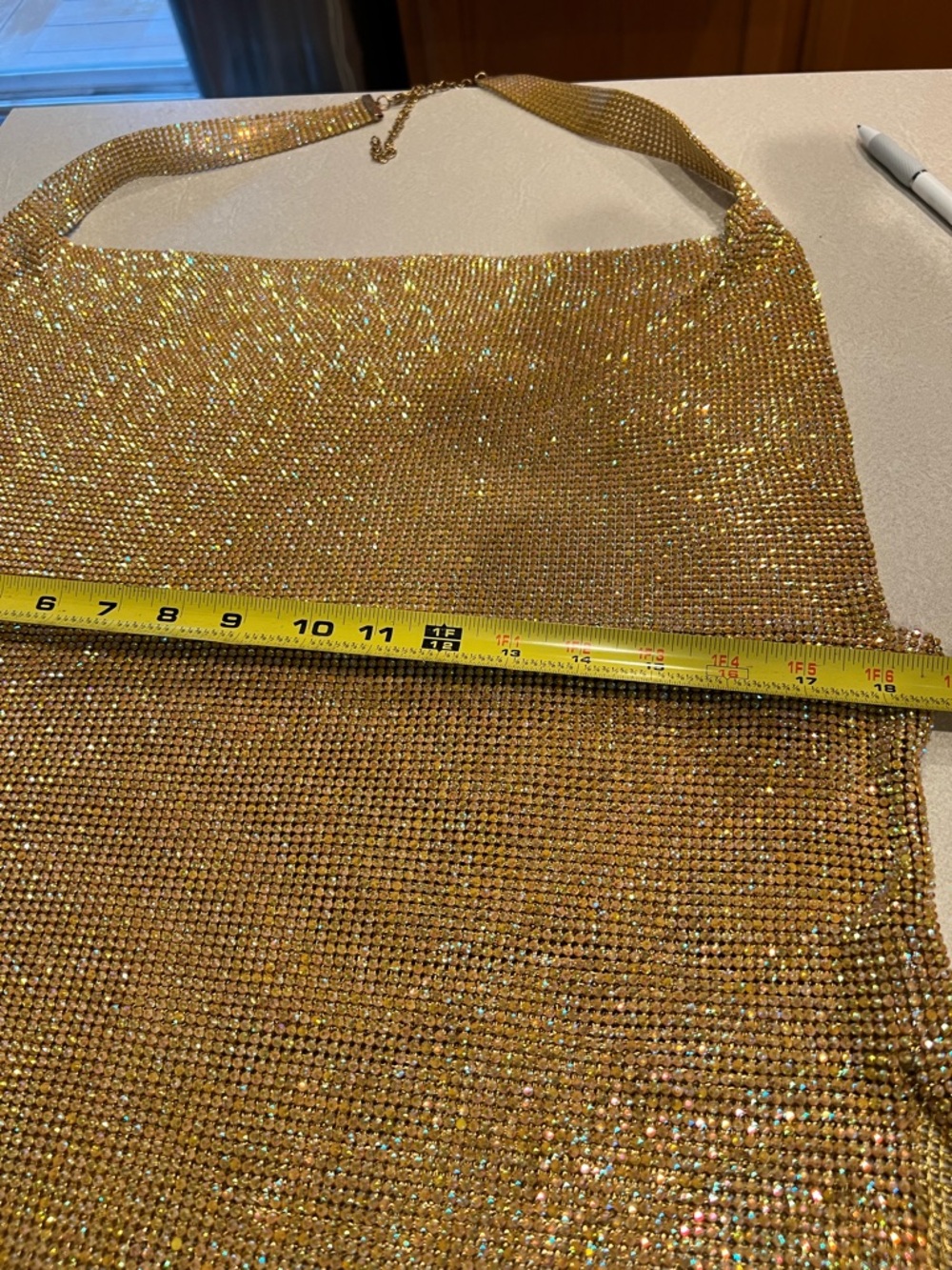 Gold Halter Neck Dress metal, mesh - Picture 5 of 8